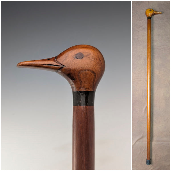 British vintage thick brown shaft duck head handle walking stick 103cm